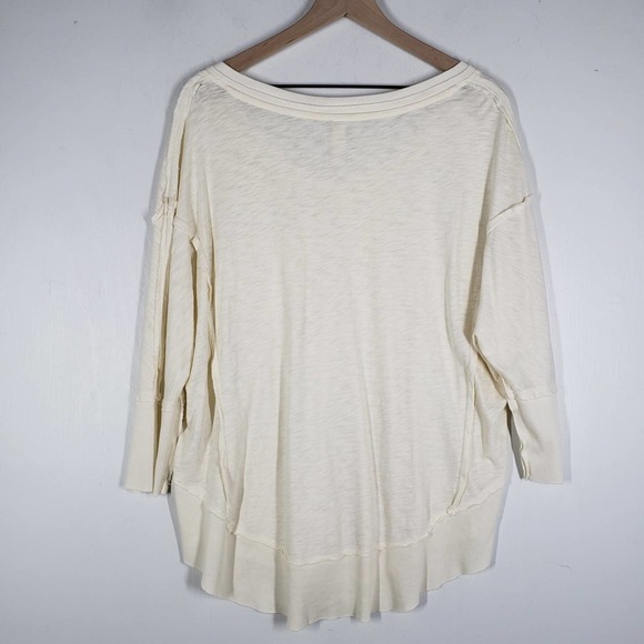 Altar'd State Slub Knit Dolman Tee L Ivory Ribbed Raw Edge Tunic Top - Picture 5 of 7